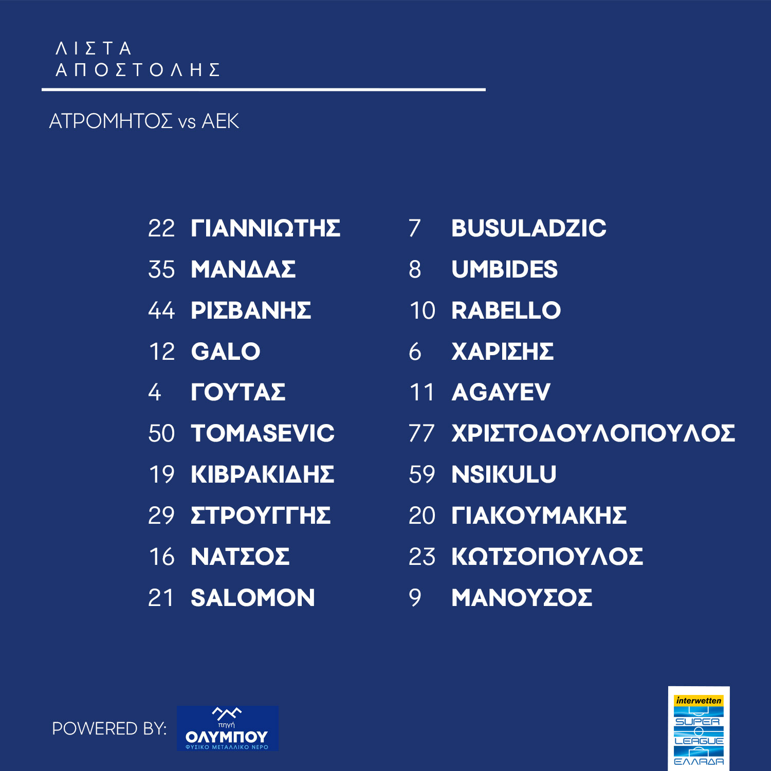 list atromitos aek