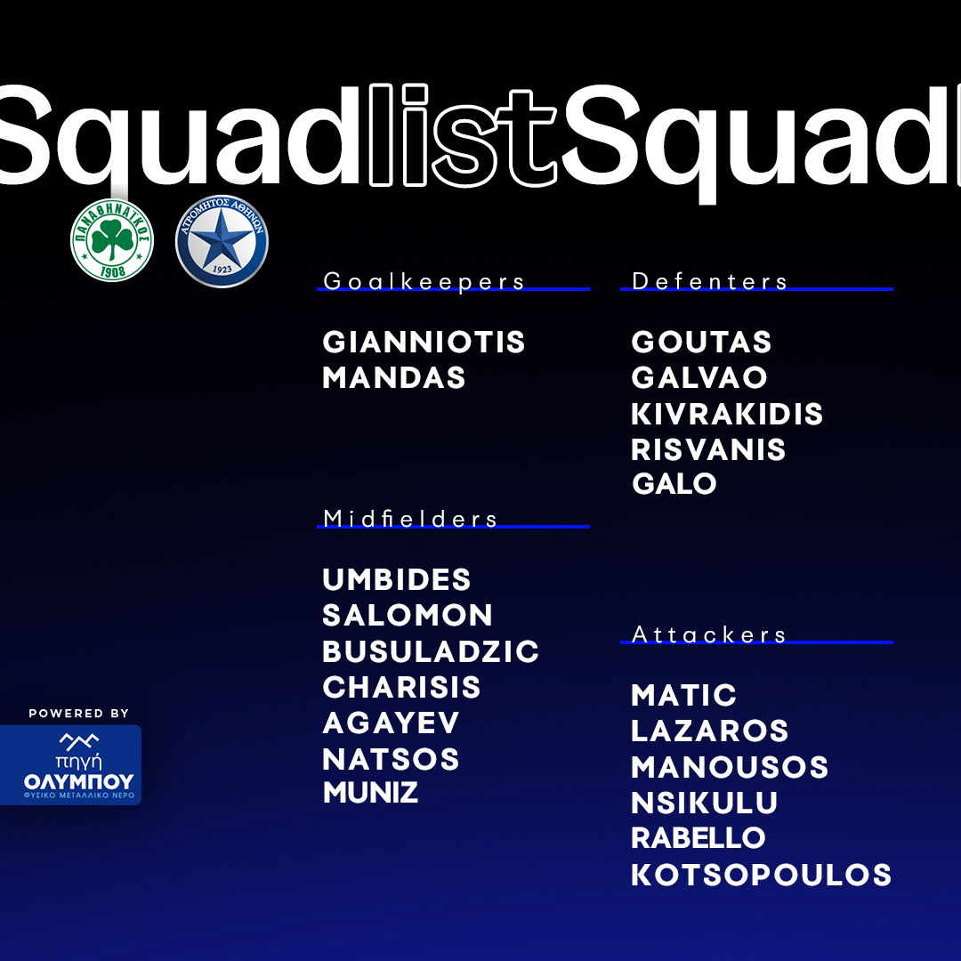 squadlist atromitos panathinaikos