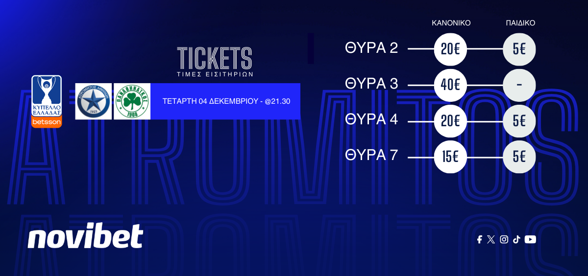 Ενημέρωση για τους φιλάθλους του Ατρόμητου εν όψει της αναμέτρησης κόντρα στον Παναθηναϊκό